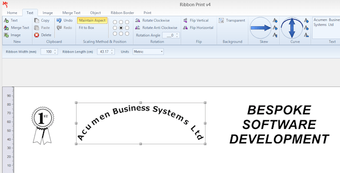 Ribbon Printing Software Screenshot