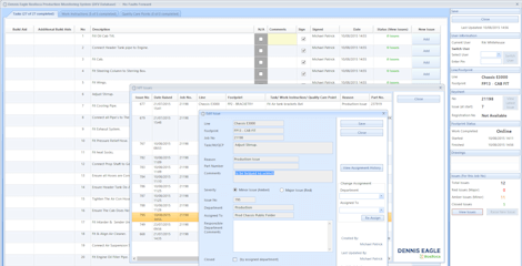 Dennis Eagle Production Monitoring System Screenshot
