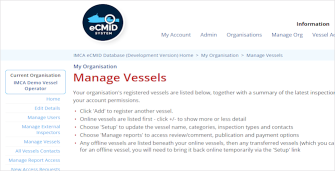 IMCA Common Marine Inspection Document Database Screenshot