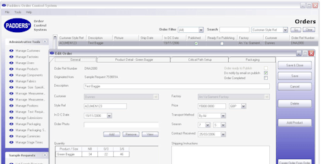 Padders Order Control System Screenshot