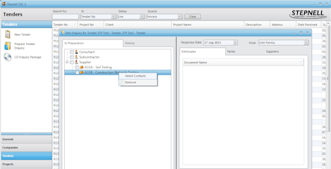 Stepnell Suppliers & Subcontractors Database Screenshot