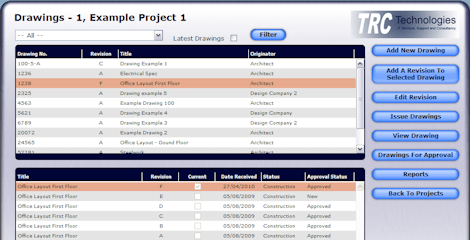 TRC Drawing Database Screenshot